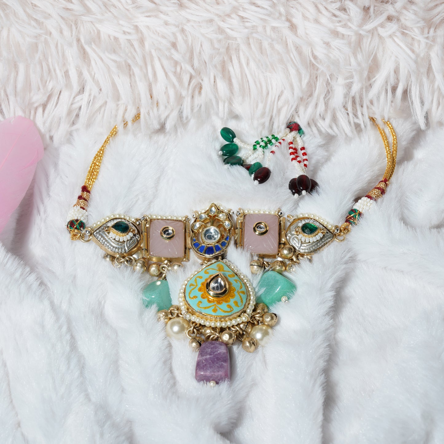 Heer Mahal Kundan Necklace Lime