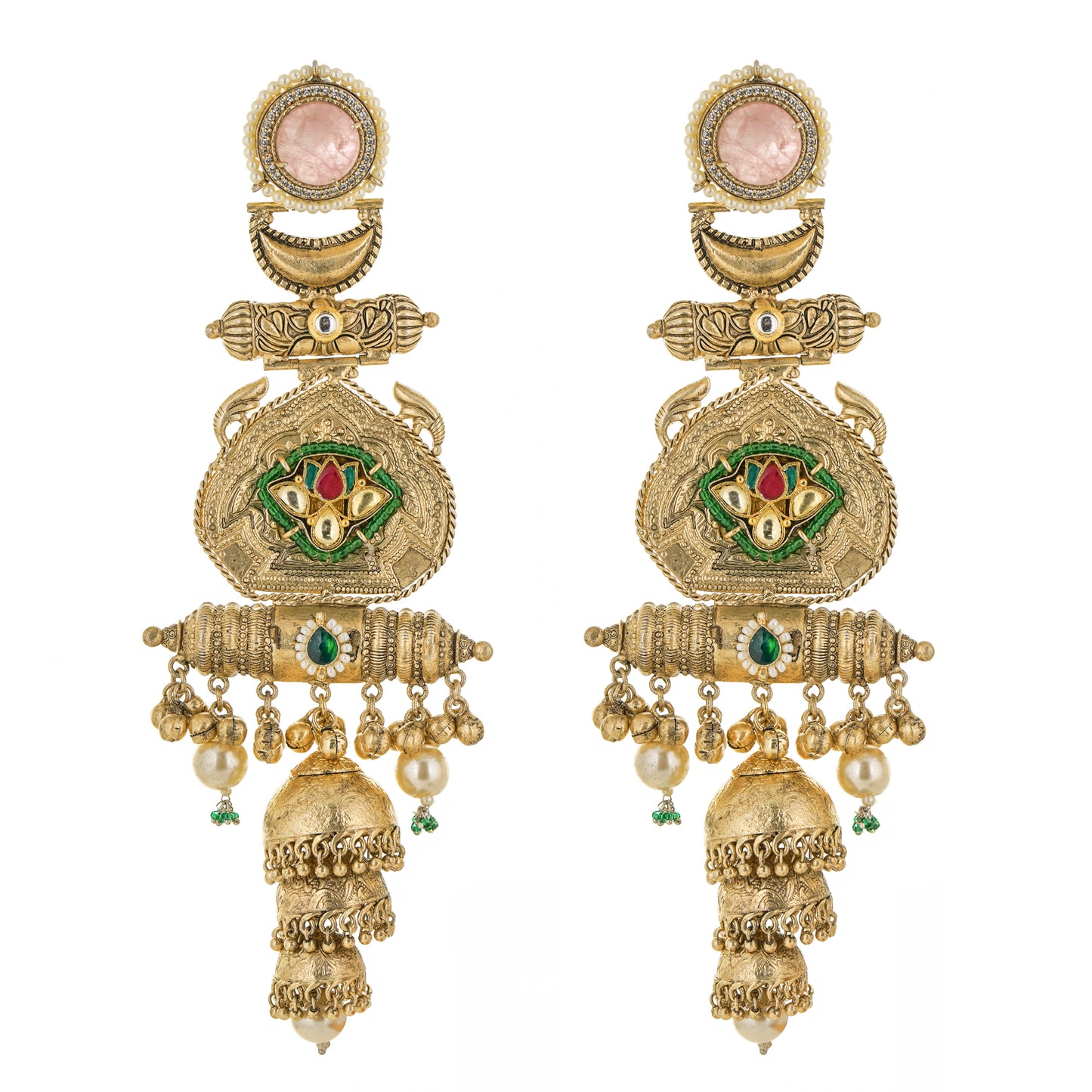 Temple Tale Jhumkas Teardrop Pink Hue