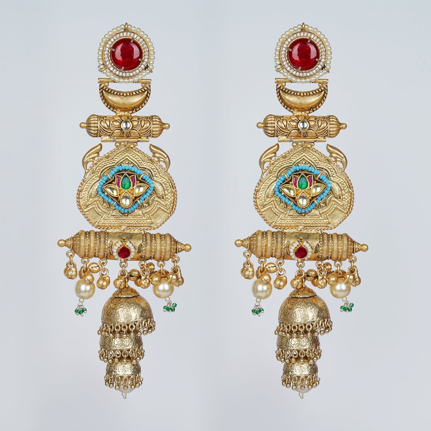 Temple Tale Jhumkas Teardrop Red