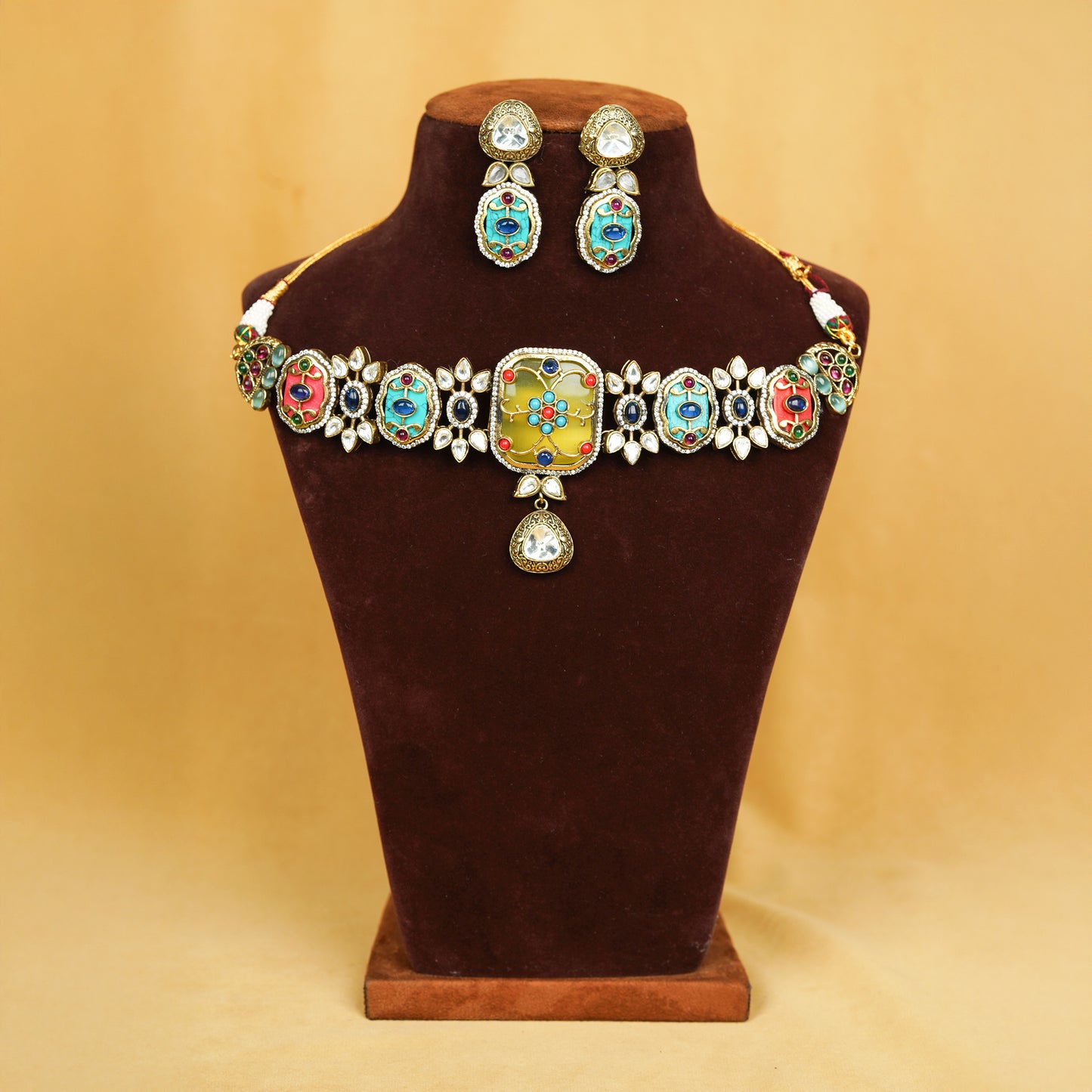 Navrangi Raas Choker Set Yellow