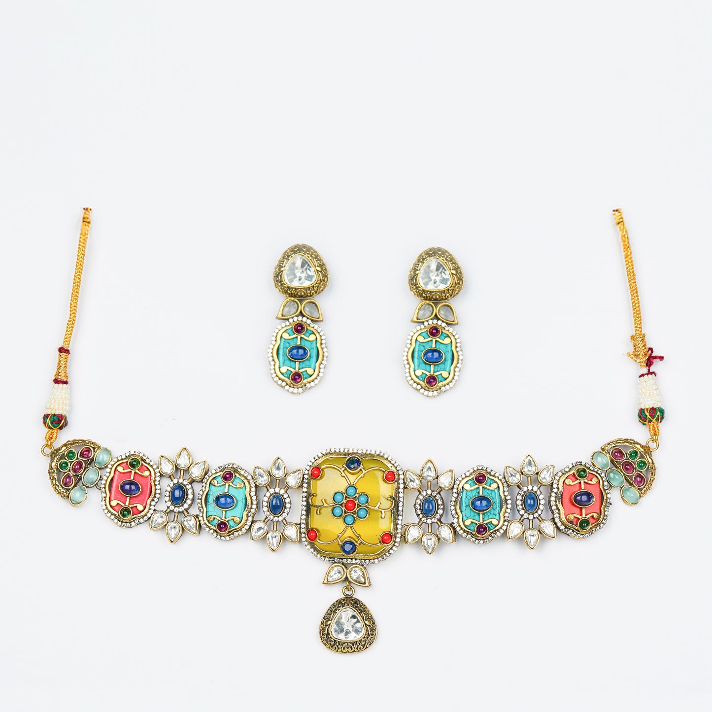 Navrangi Raas Choker Set Yellow