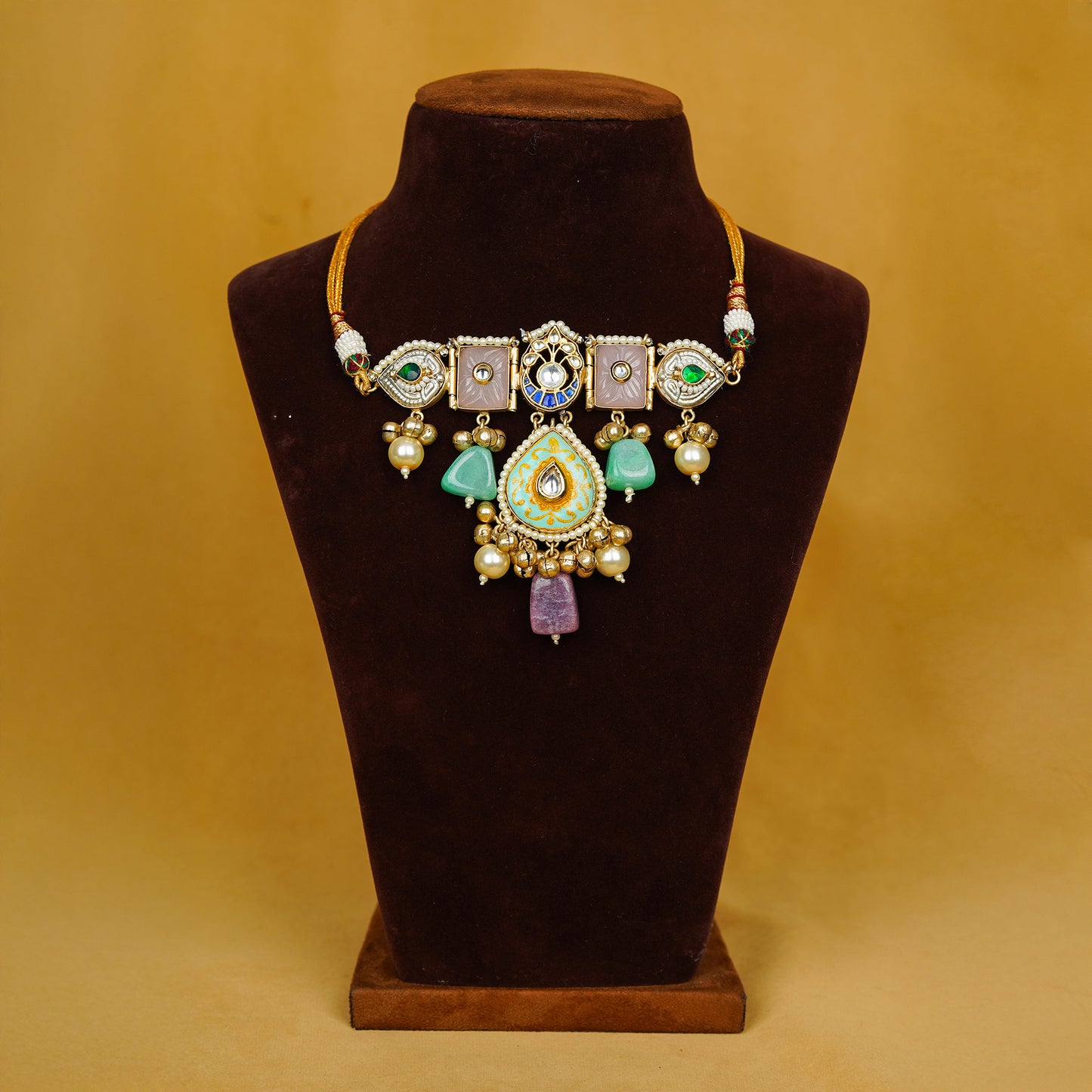 Heer Mahal Kundan Necklace Lime