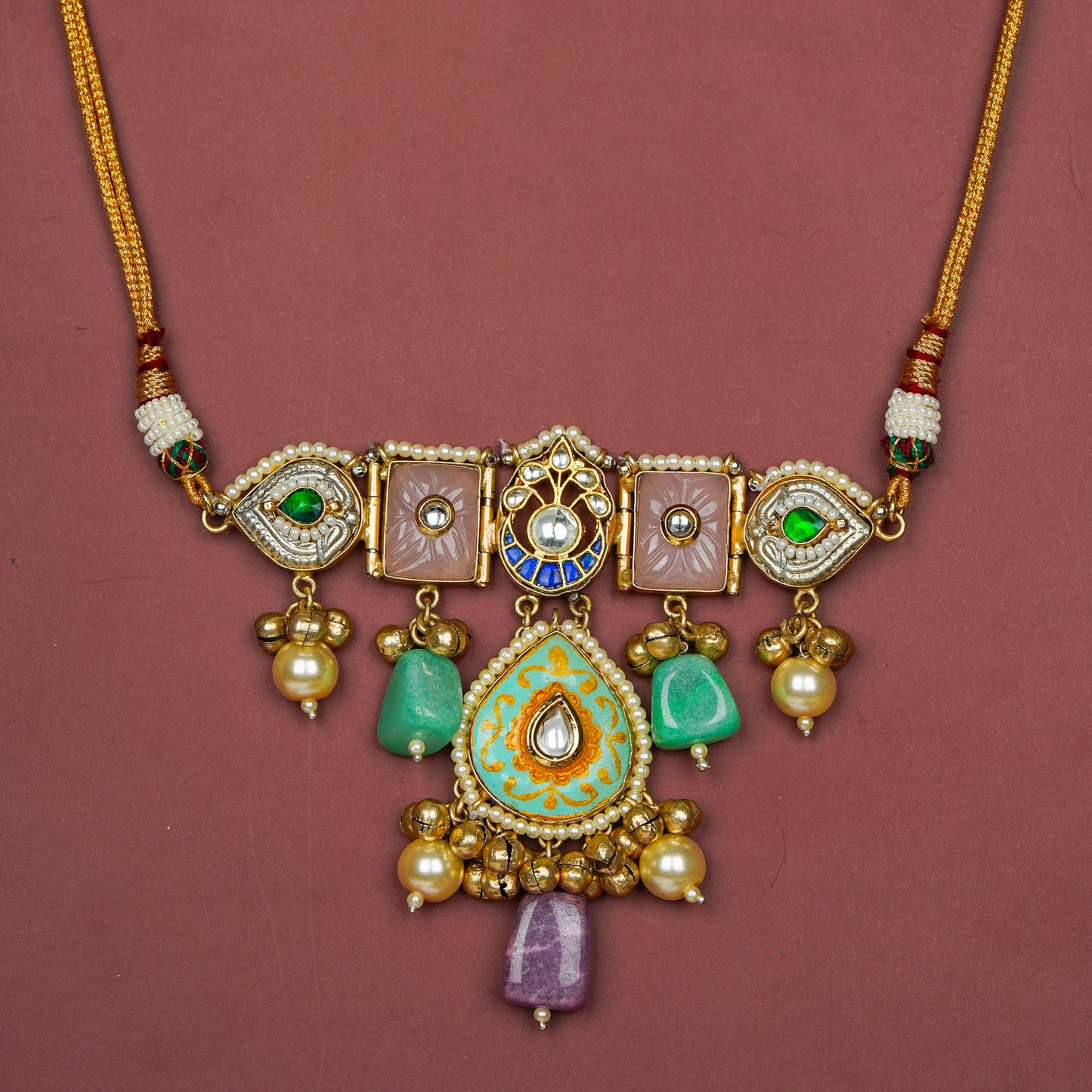Heer Mahal Kundan Necklace Lime