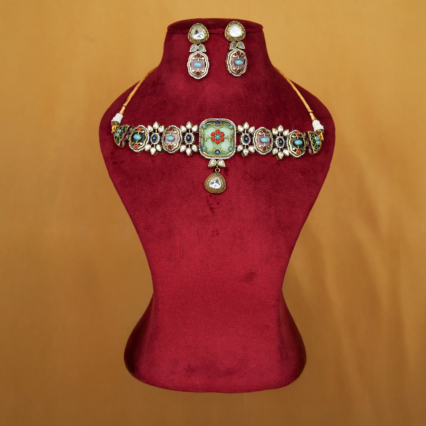 Navrangi Raas Choker Set Green