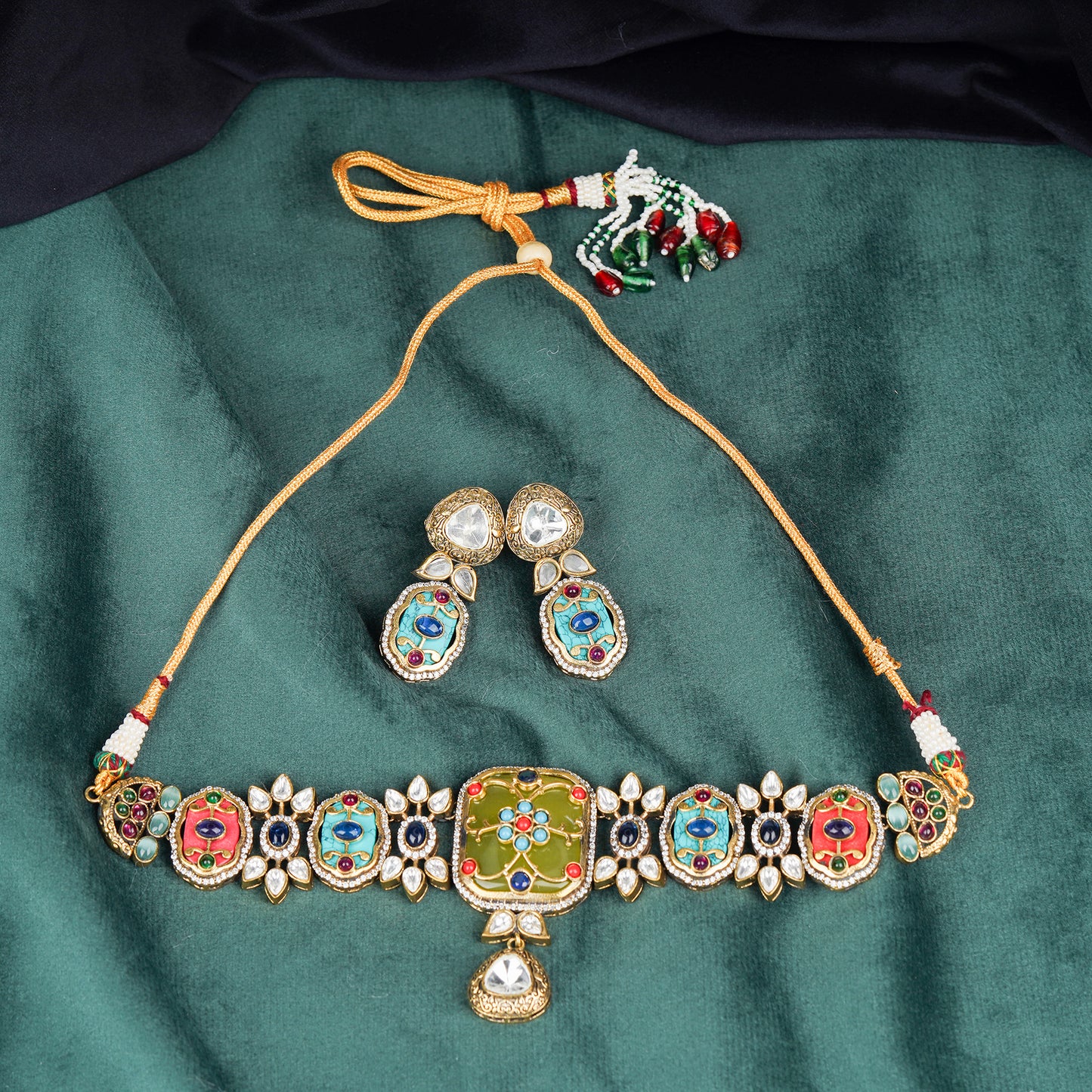 Navrangi Raas Choker Set Yellow