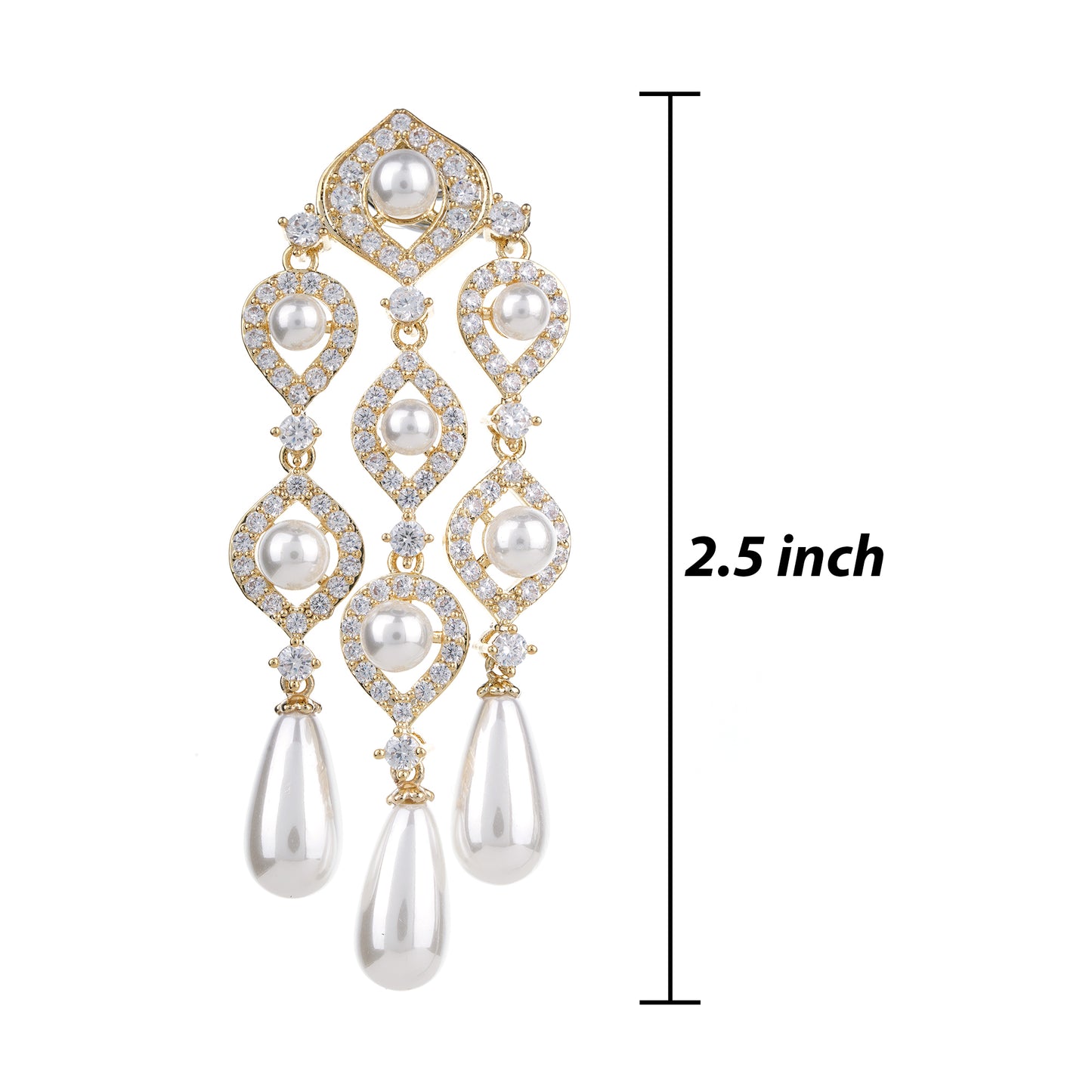 Pearl Cascade Statement Earrings Gold