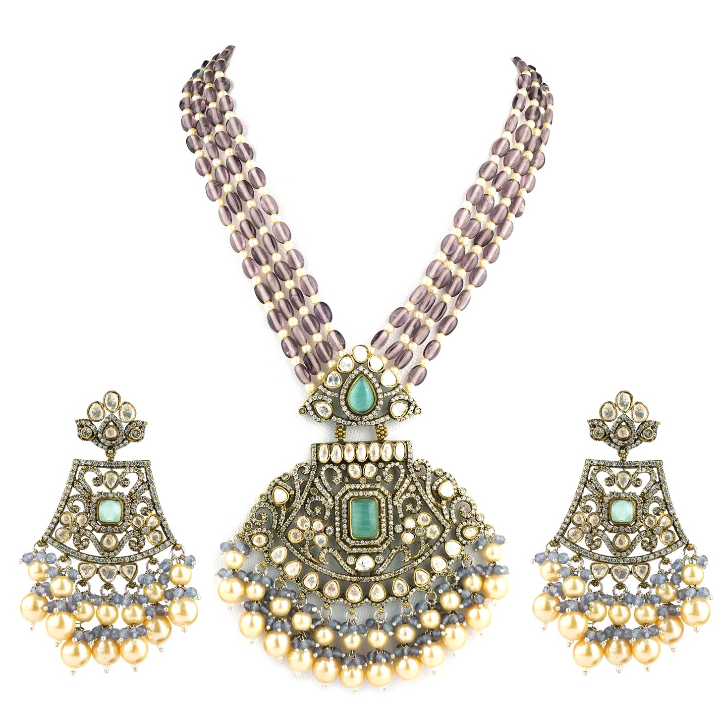Shanadar Purple Kundan Set
