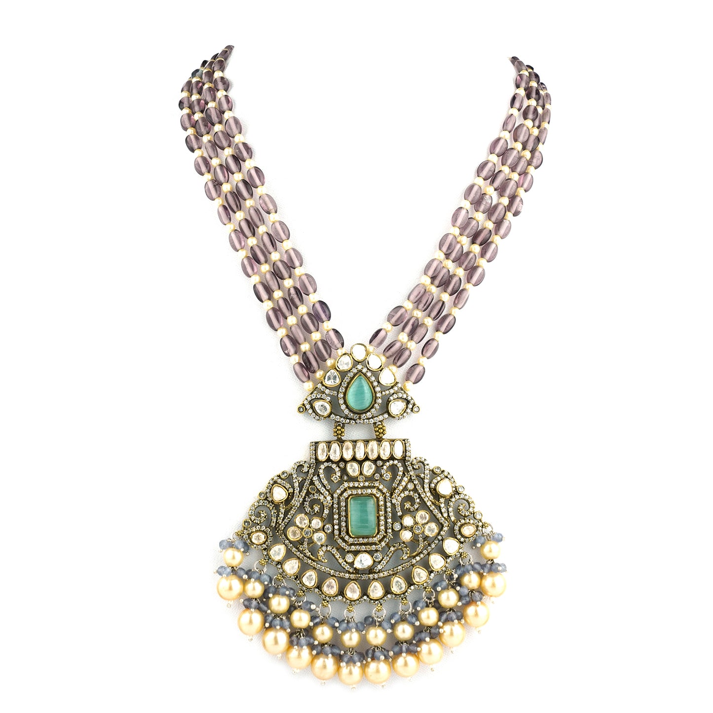 Shanadar Purple Kundan Set
