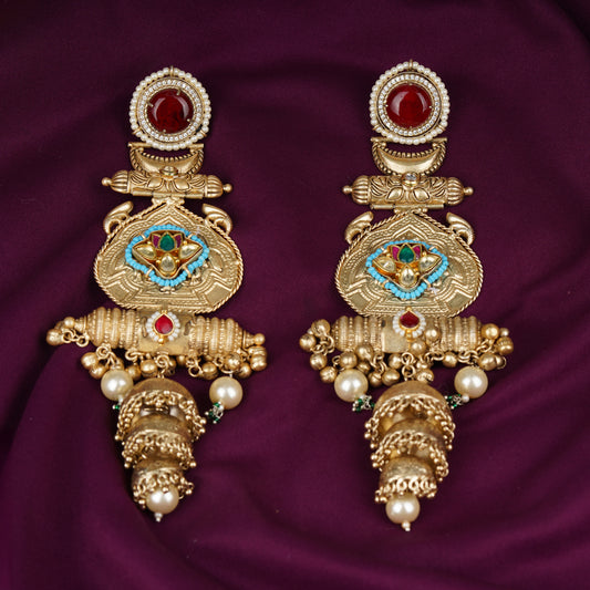 Temple Tale Jhumkas Teardrop Red