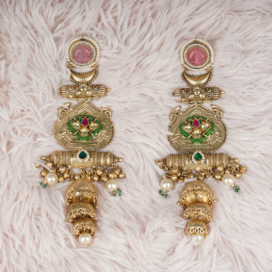Temple Tale Jhumkas Teardrop Pink Hue