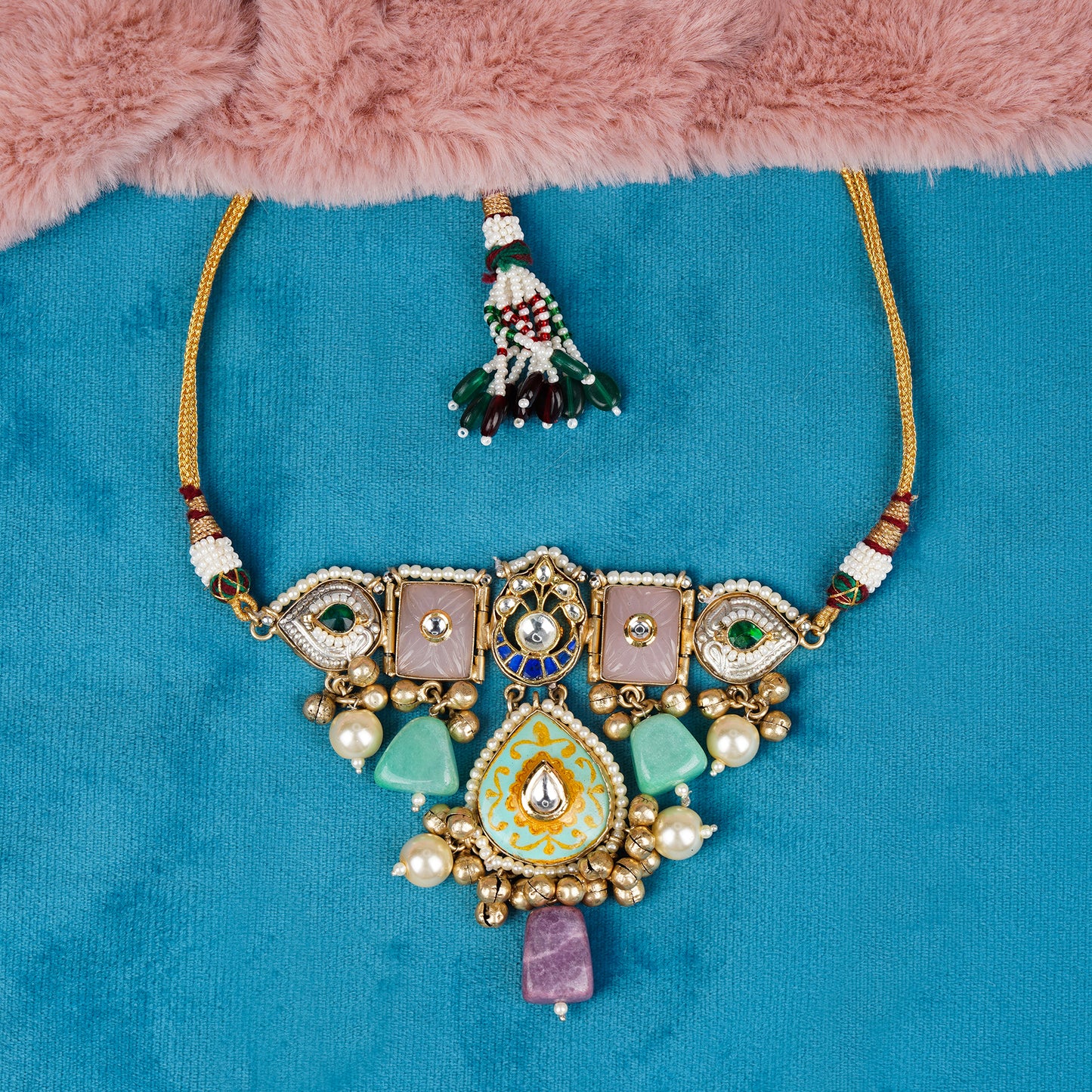 Heer Mahal Kundan Necklace Lime