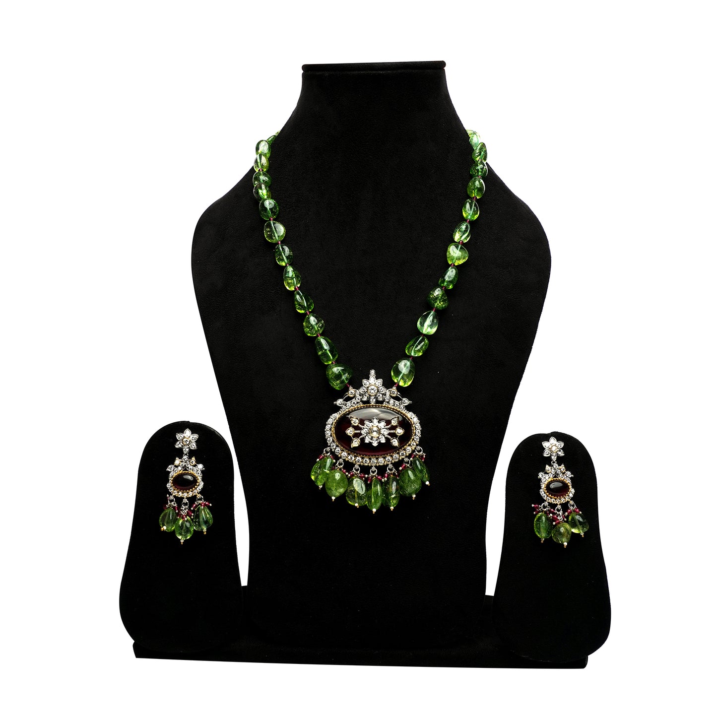 Necklace with green beads