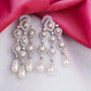 Pearl Cascade Statement Earrings Silver
