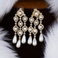 Pearl Cascade Statement Earrings Gold
