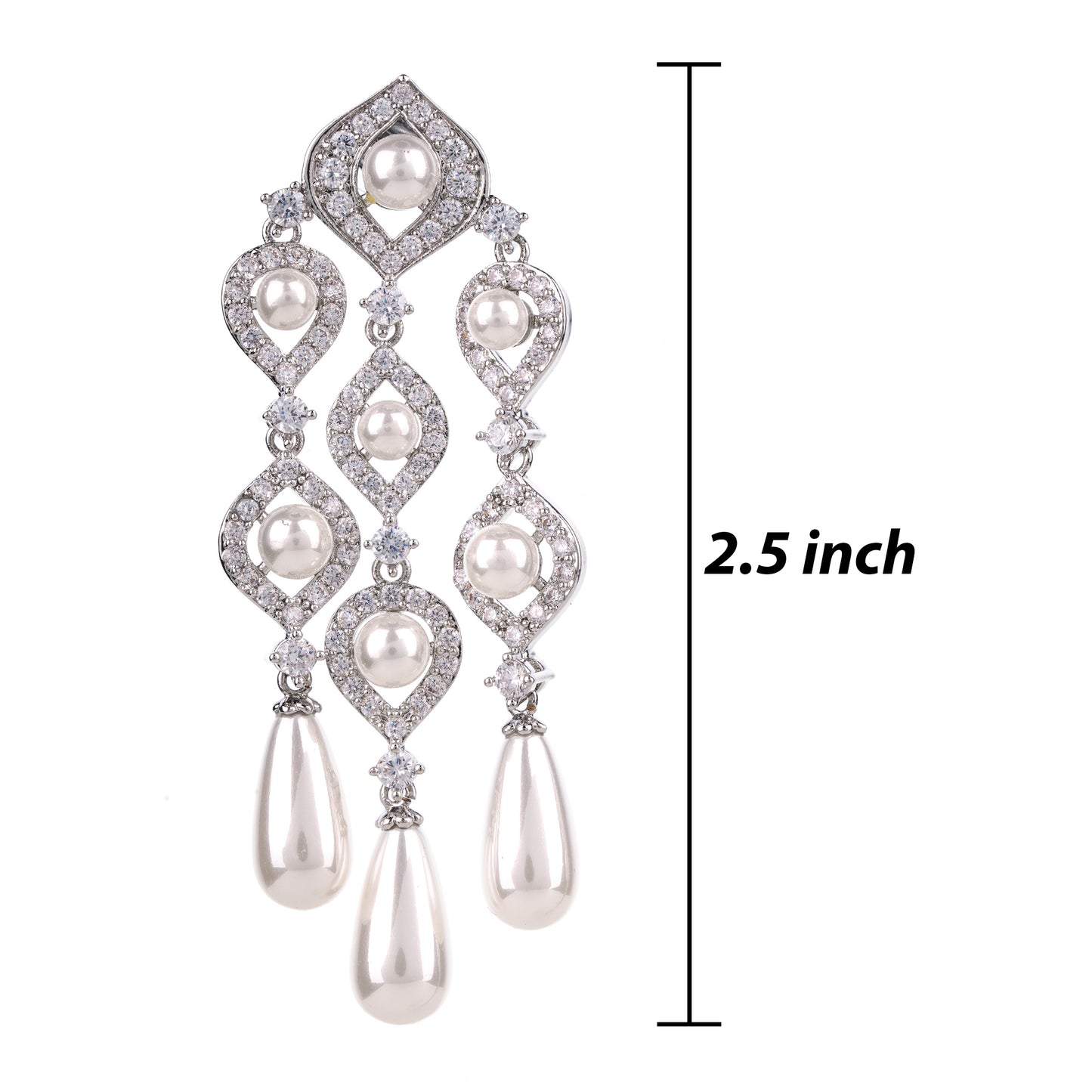 Pearl Cascade Statement Earrings Silver