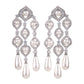 Pearl Cascade Statement Earrings Silver