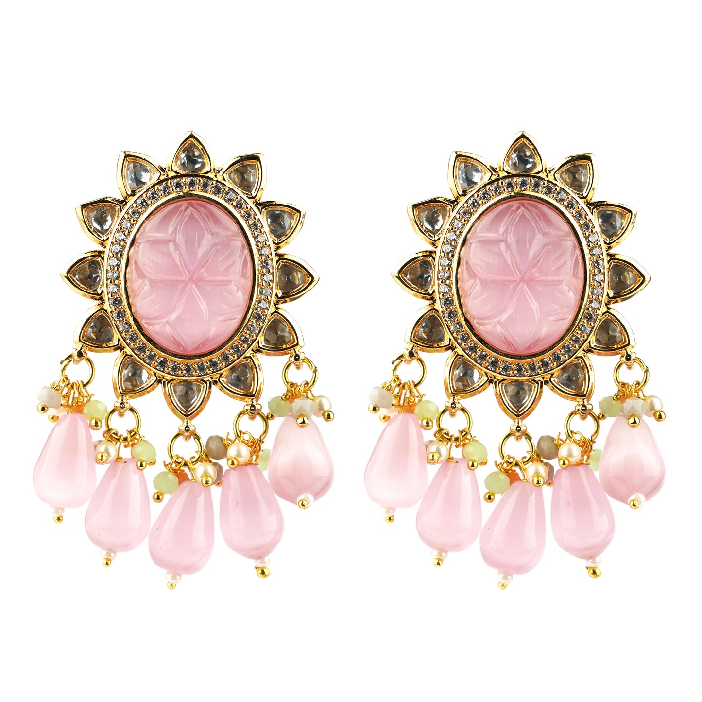 Pink beads earring