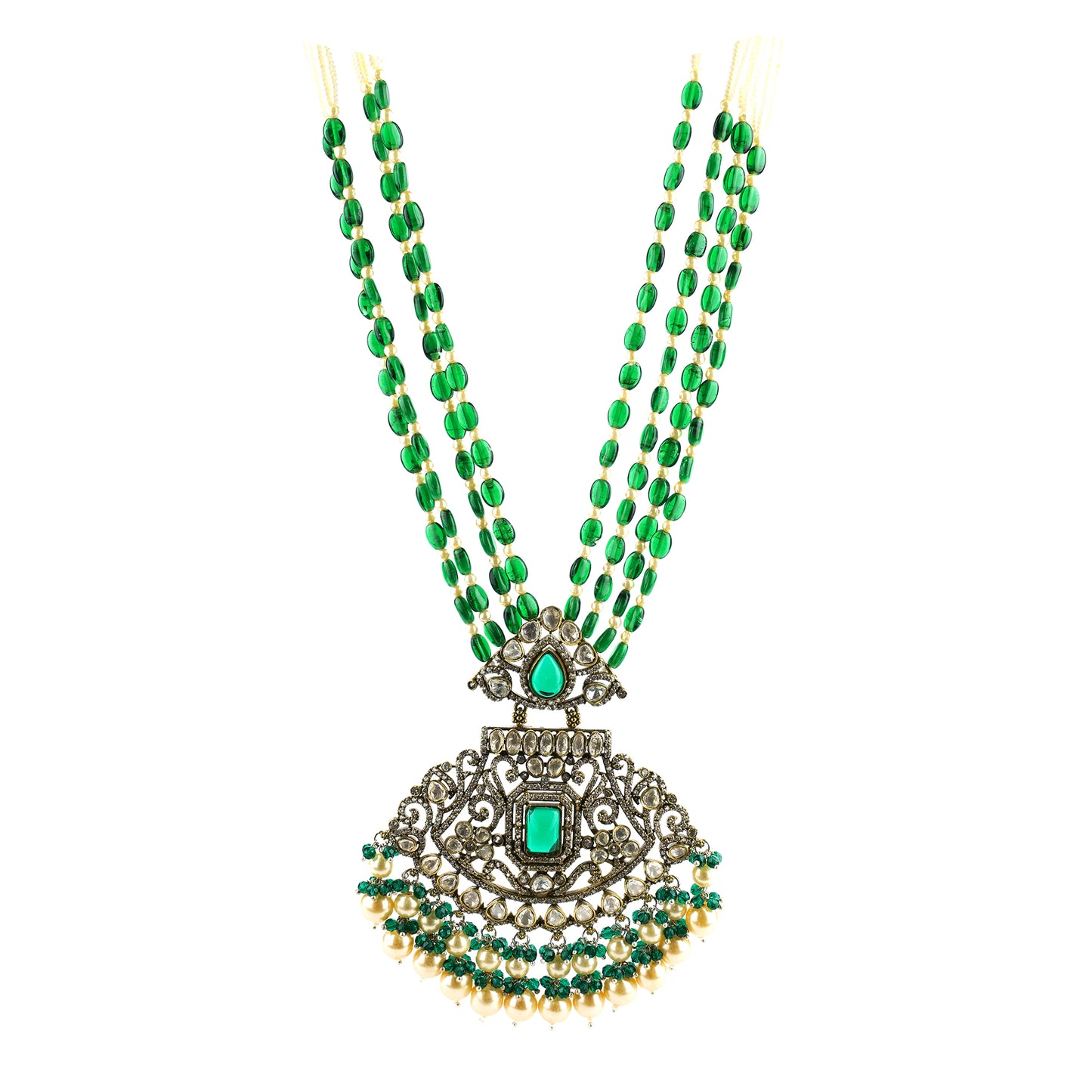 Shanadar Green Kundan Set