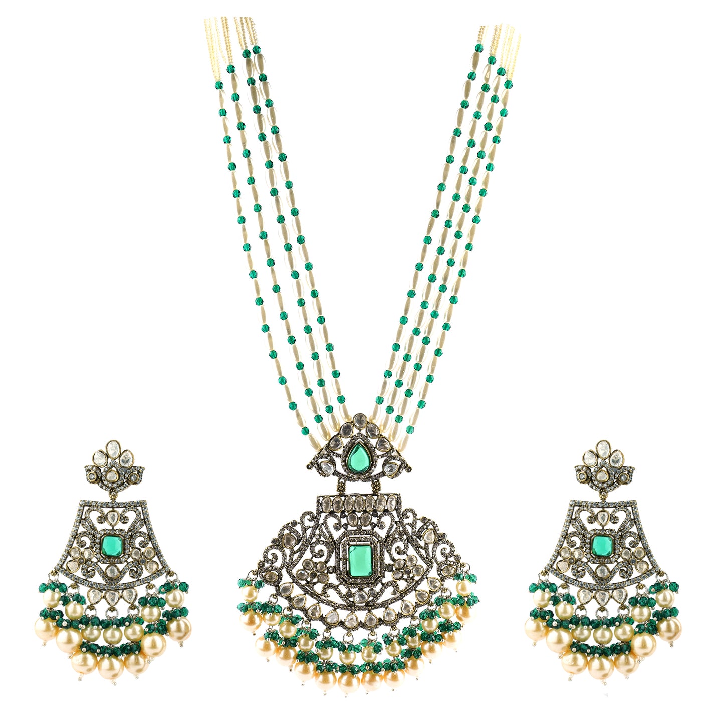 Shanadar Pearl White Kundan Set