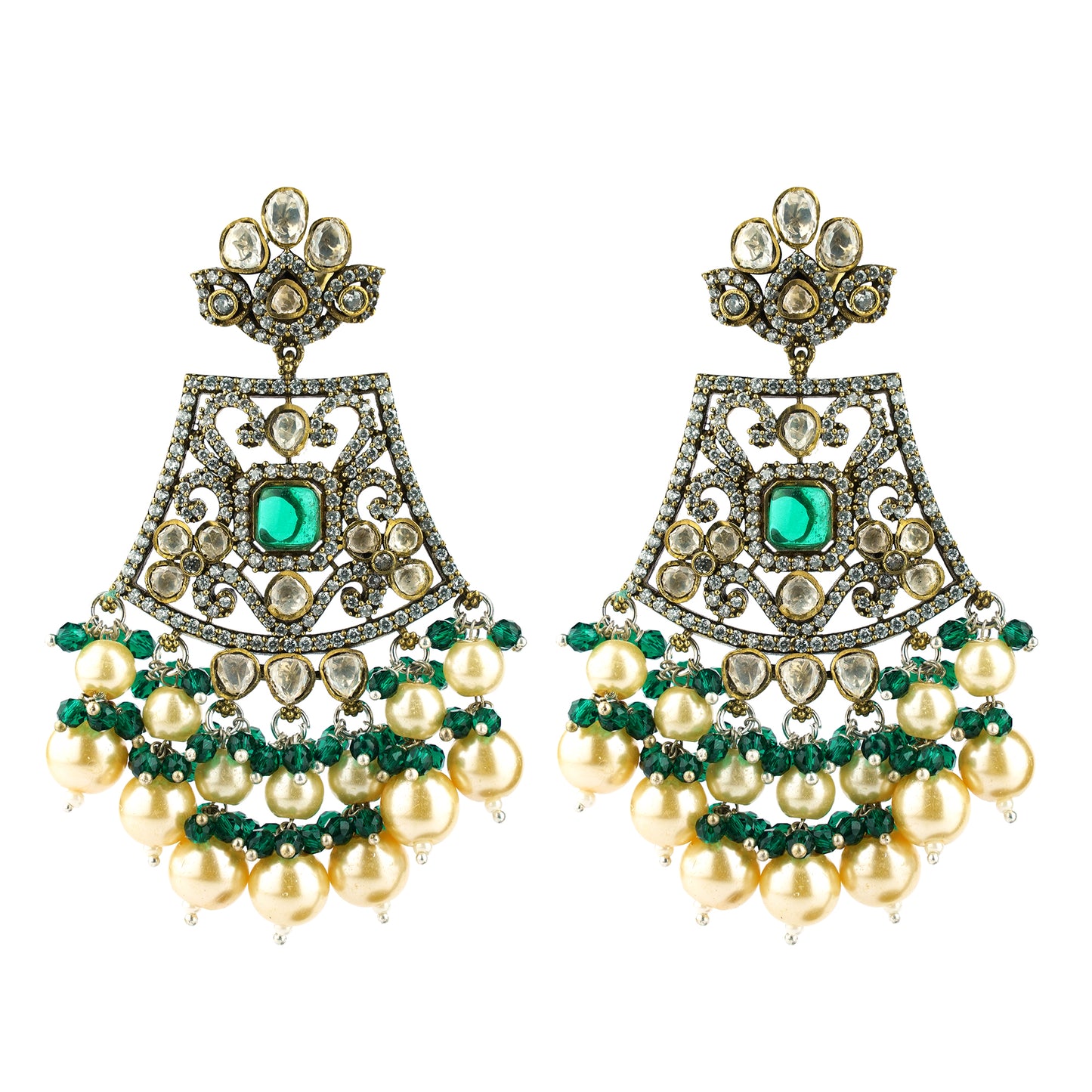 Shanadar Green Kundan Set