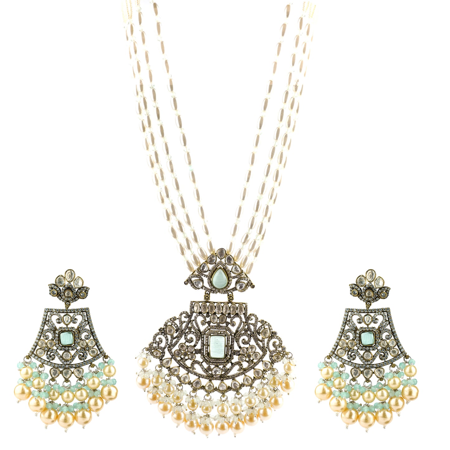 Shanada White Kundan Set