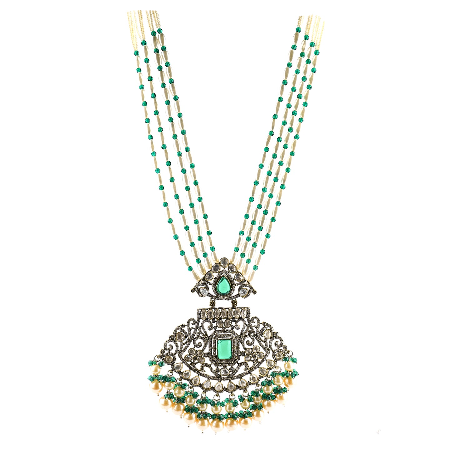 Shanadar Pearl White Kundan Set