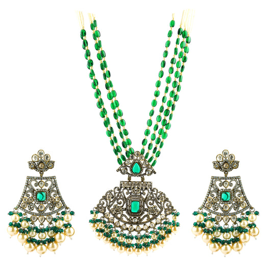 Shanadar Green Kundan Set